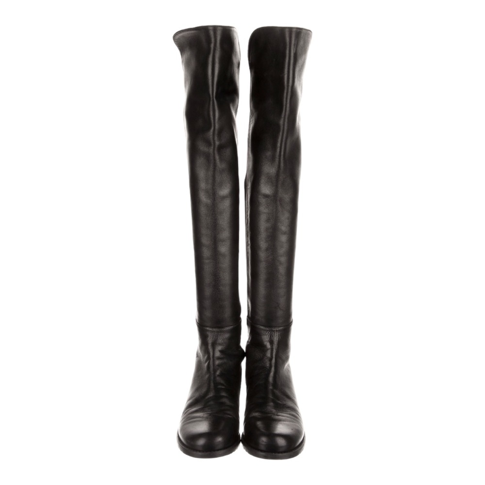 Stuart Weitzman 5050 | Black Nappa Leather Over-The-Knee Boots | Black |  Size 6 - Picture 4 of 6